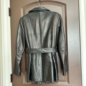 Pelle Studio Black Leather Belted Jacket Coat Women’s Small